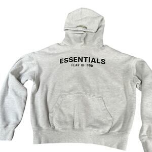 FEAR OF GOD ESSENTIALS Gray Hoodie Pullover Sweatshirt Size L